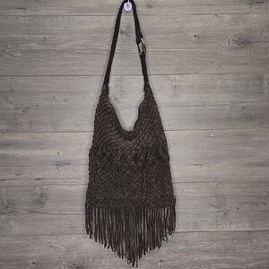 Bohemian Lucky Brand Brown Fringe Leather Bag